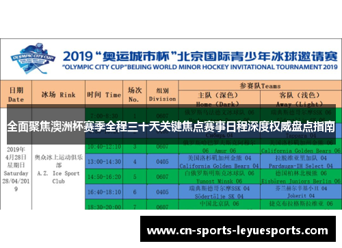 全面聚焦澳洲杯赛季全程三十天关键焦点赛事日程深度权威盘点指南